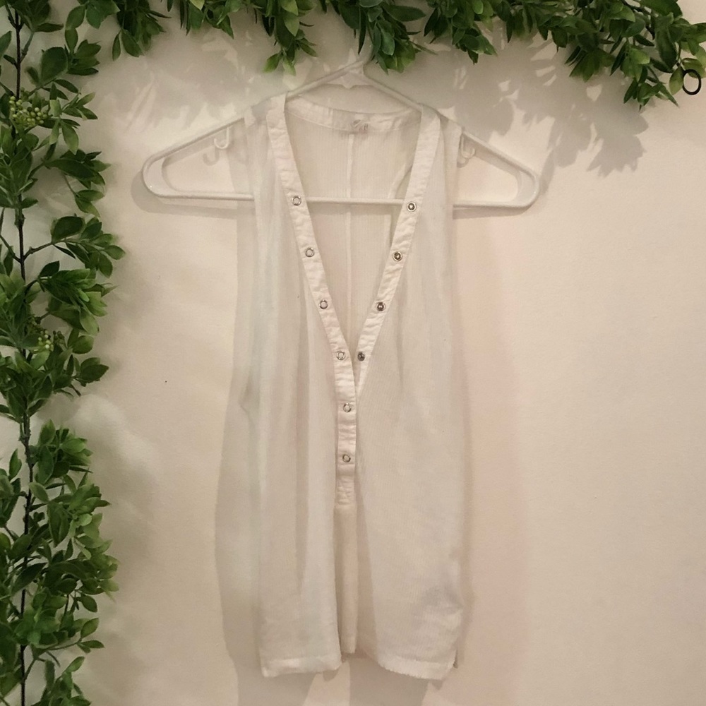 Classic White Button Down Tank